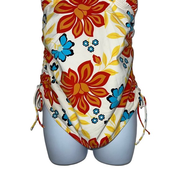 Lands' End Colorful Floral Adjustable Strap Halter Tankini Swim Top Womens 10 - Picture 3 of 9